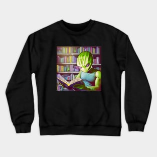 Believe in Yourself Funny an Alien reading a Book Crewneck Sweatshirt